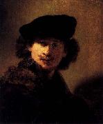 Rembrandt van rijn Self-portrait with Velvet Beret and Furred Mantel oil on canvas